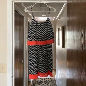 Navy and white tiered dress